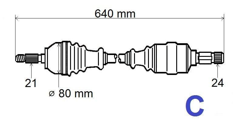 Drivaxel - Citroën C3/Ds3/P208 1.6HDI 09> vänster