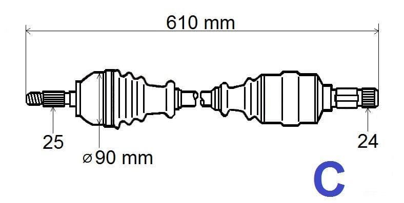 Drivaxel - Citroën C4/Ds4 2.0HDI Mc- 06> vänster från Autofrance