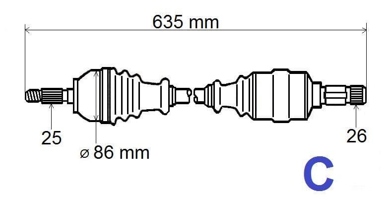 Drivaxel - Citroën C5 1.8 16V/2.0HDI Al4- vänster