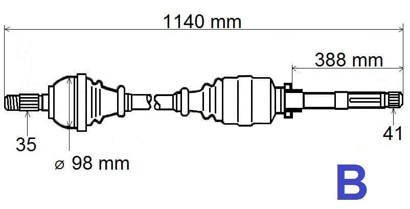 Drivaxel - Citroën Jumper 2.2HDI/2.3HPT 06> Pra